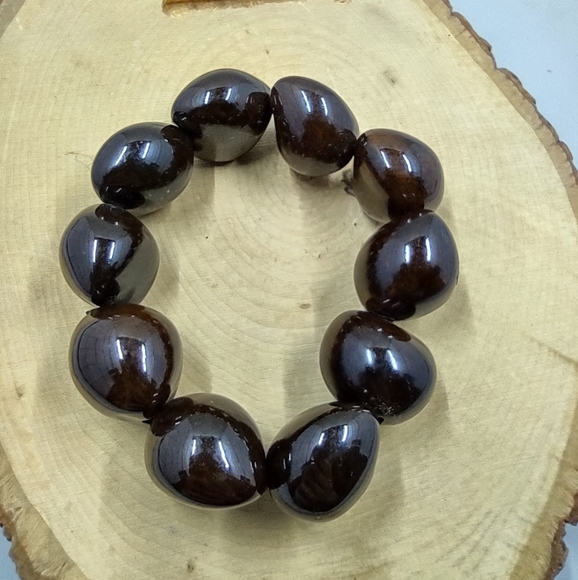 Hand Crafted Jewelry Hawaiian Kukui Nut Brown Bracelet Poshmark
